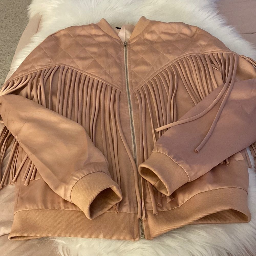 Endless Rose XS Fringe Jacket Pink Full Zip